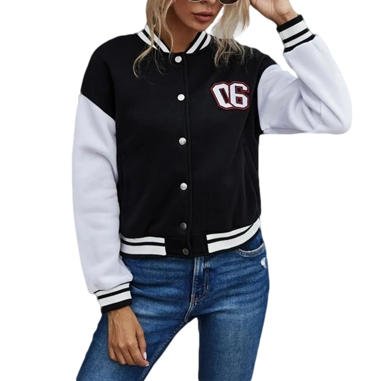 Brown Cropped Varsity Jacket Letter Baseball Uniform Jacket