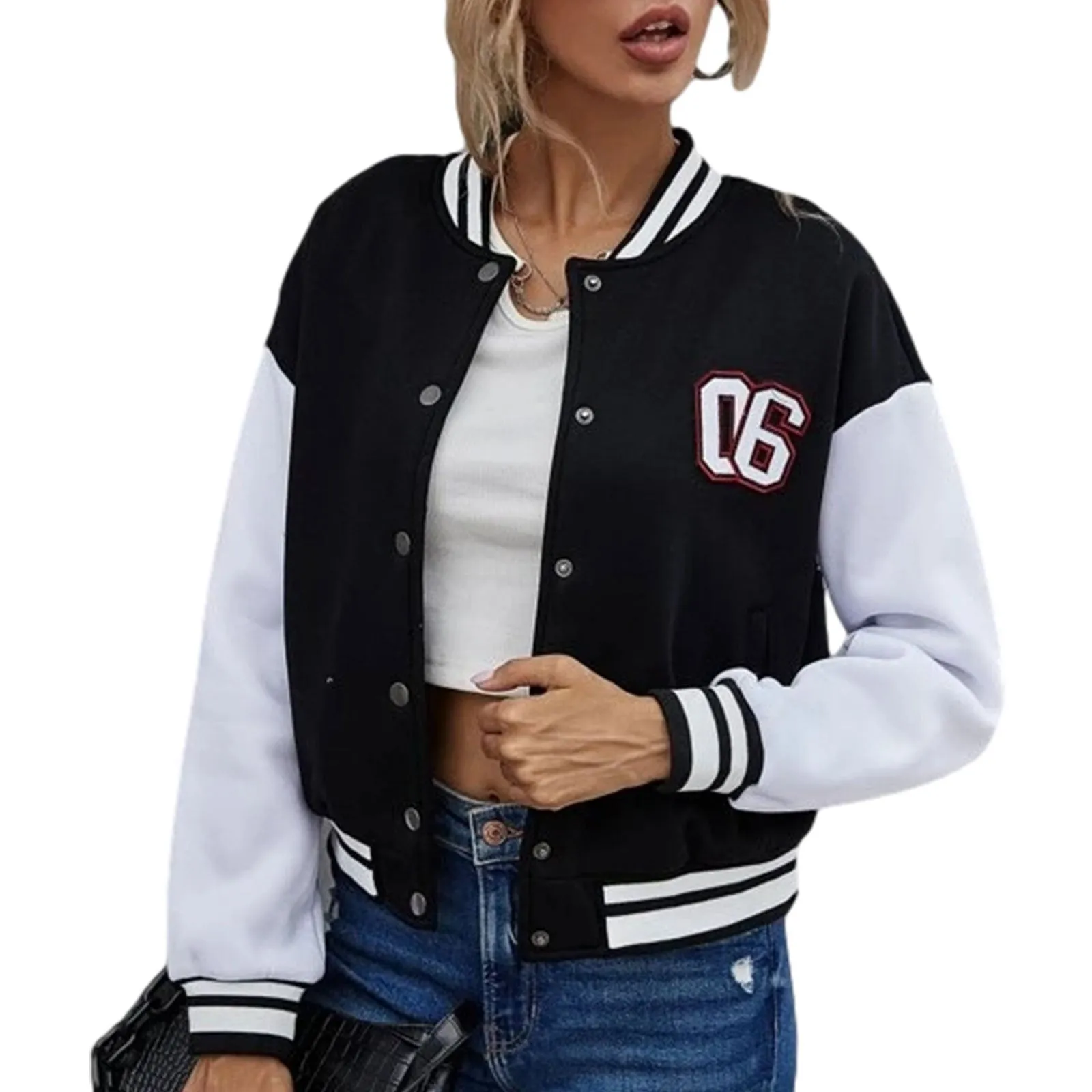 Brown Cropped Varsity Jacket Letter Baseball Uniform Jacket