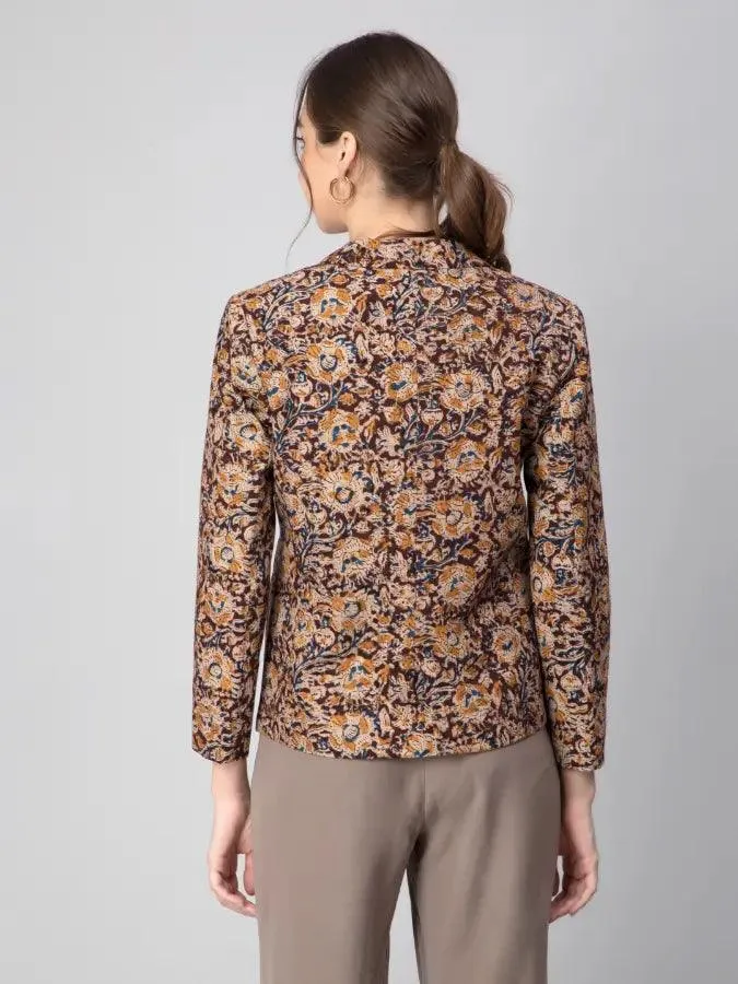 Brown Kalamkari Cotton Blazer