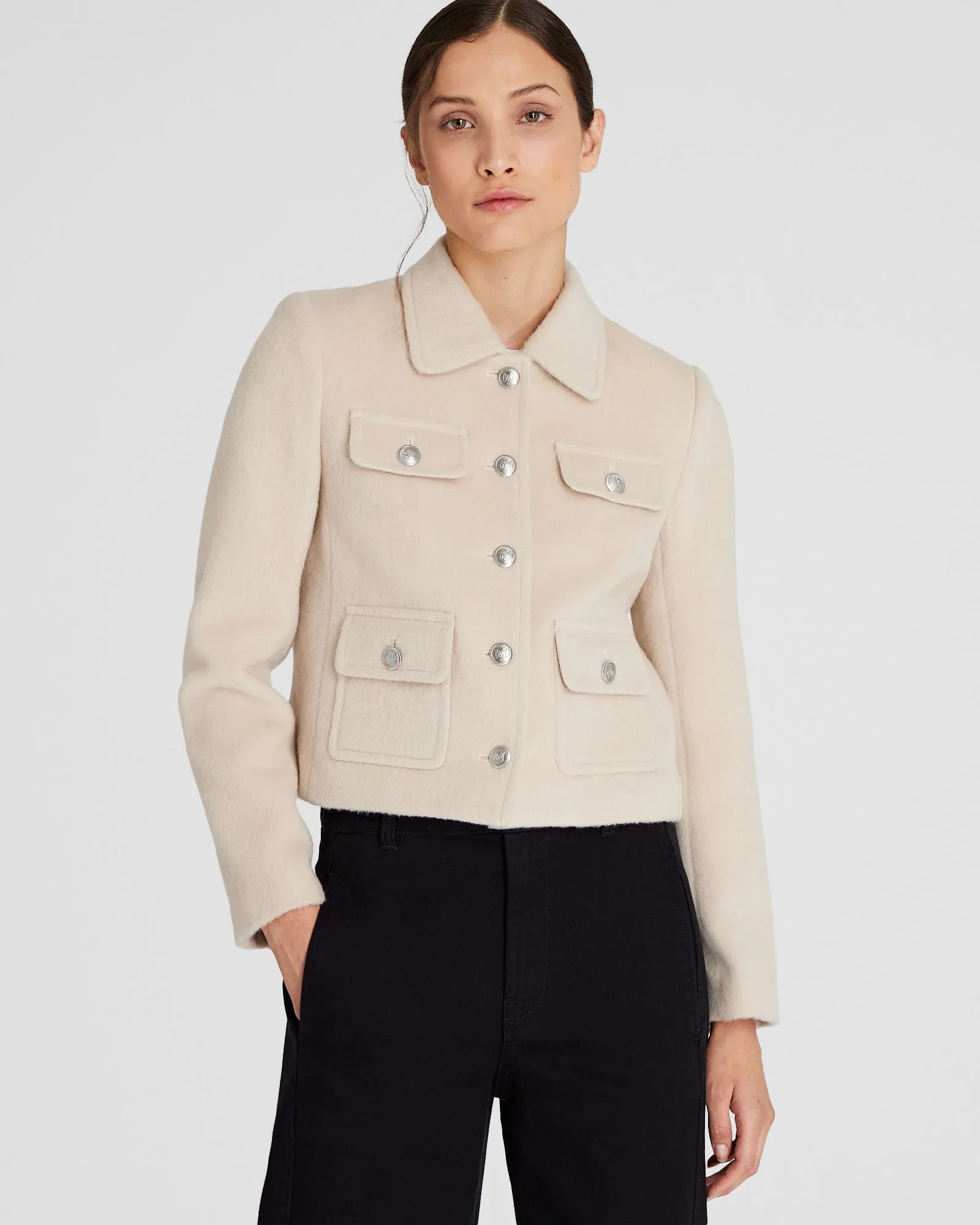 Brushed Wool and Mohair Cropped Jacket