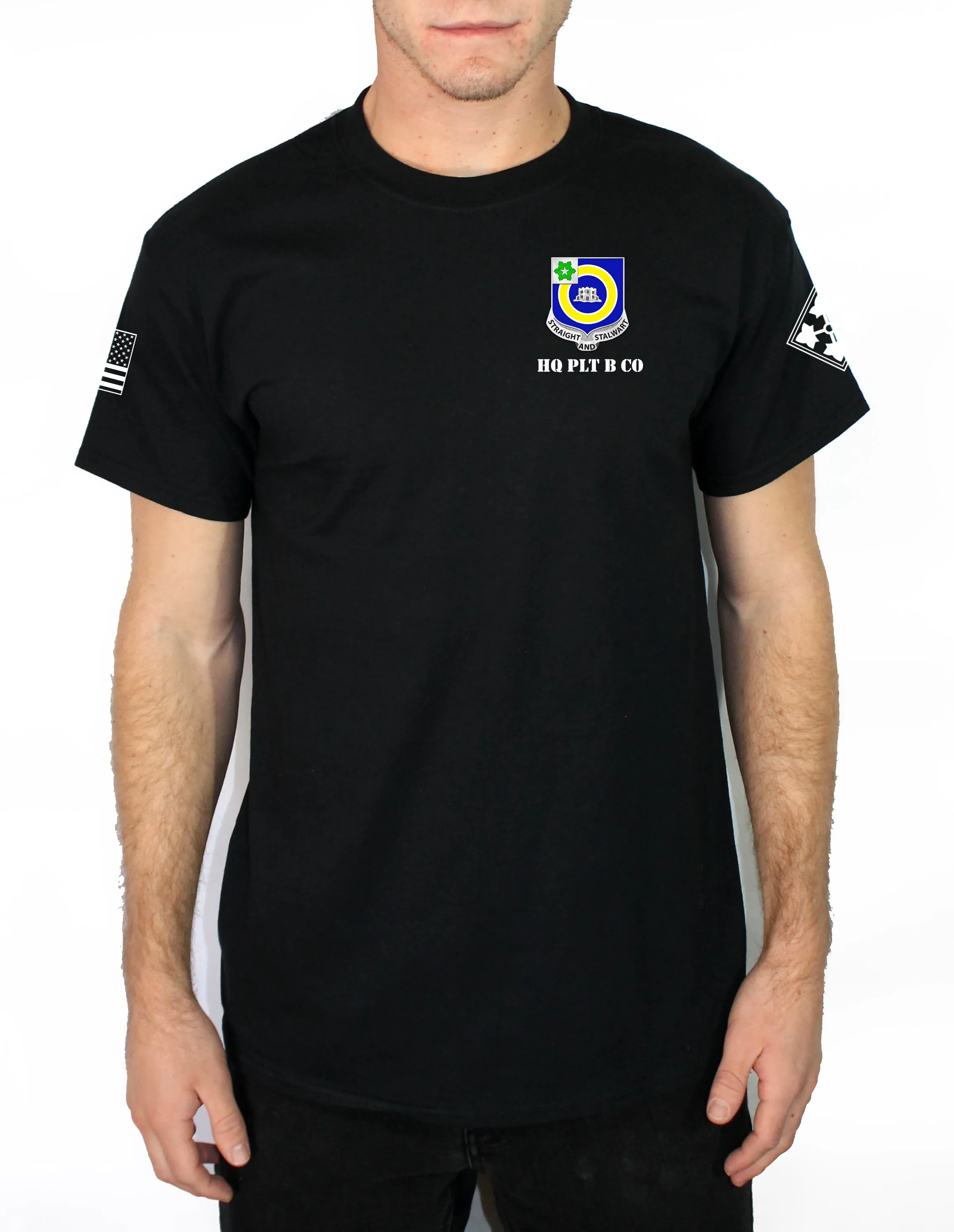 Bushmaster Mortars 50-50 Blend Black Unisex PT Short Sleeve Shirt. Approved for PT