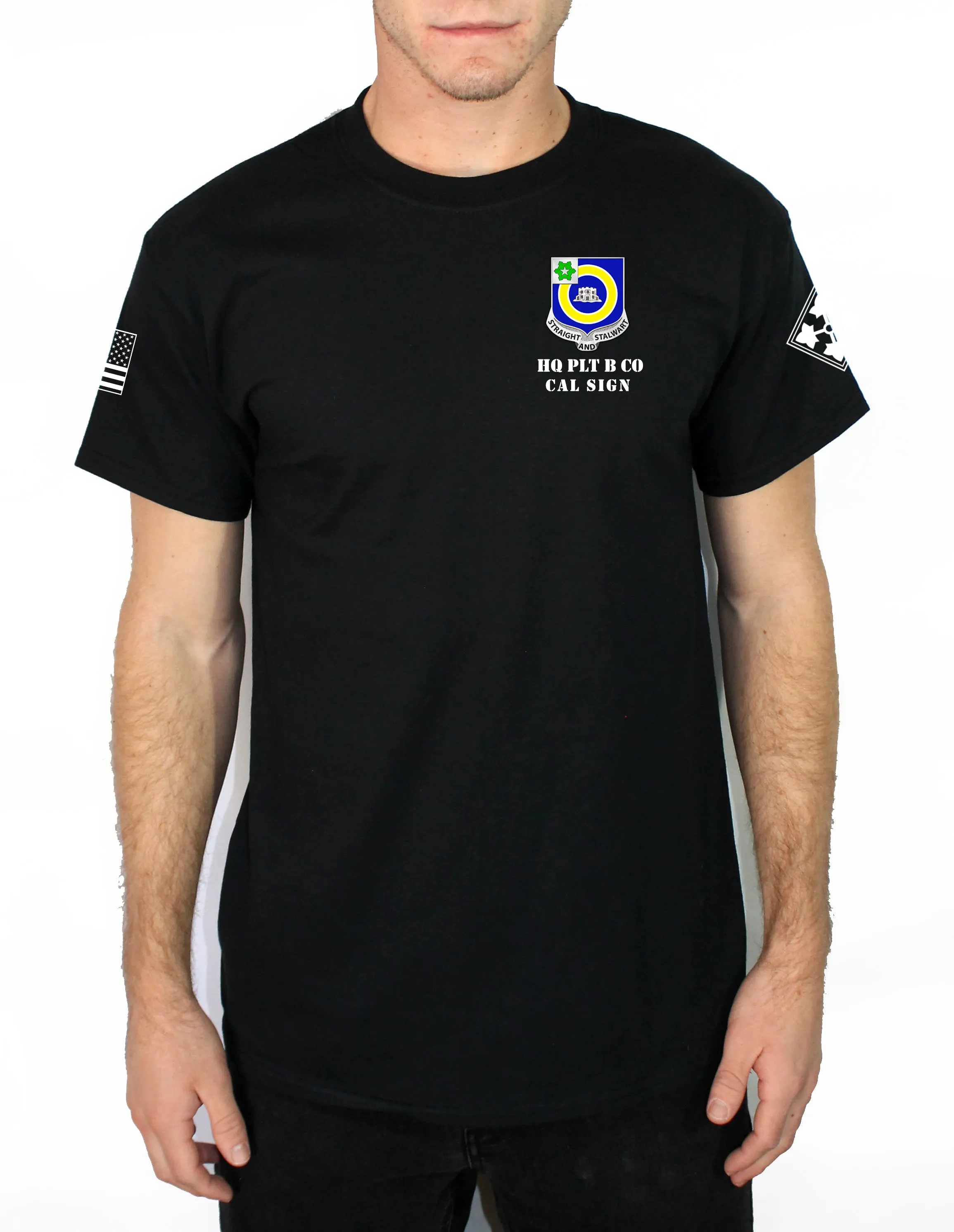 Bushmaster Mortars 50-50 Blend Black Unisex PT Short Sleeve Shirt. Approved for PT