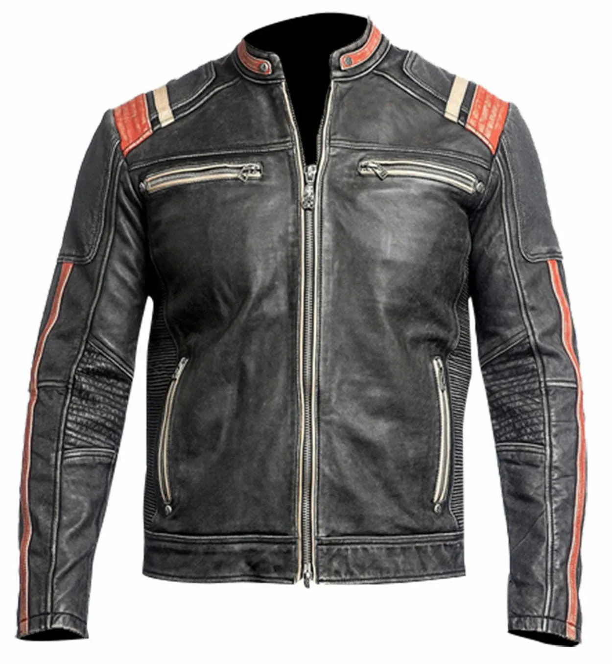 Cafe Racer Retro 3 Leather Jacket