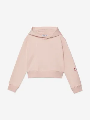 Calvin Klein Girls Monogram Off Placed Hoodie in Pink