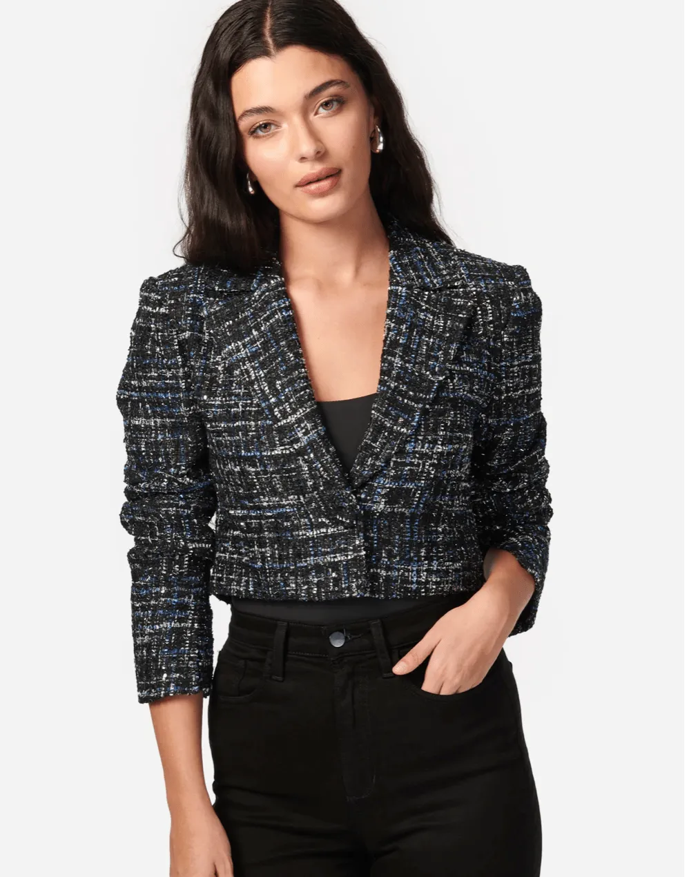 Cami NYC Ash Tweed Jacket in Navy Tweed