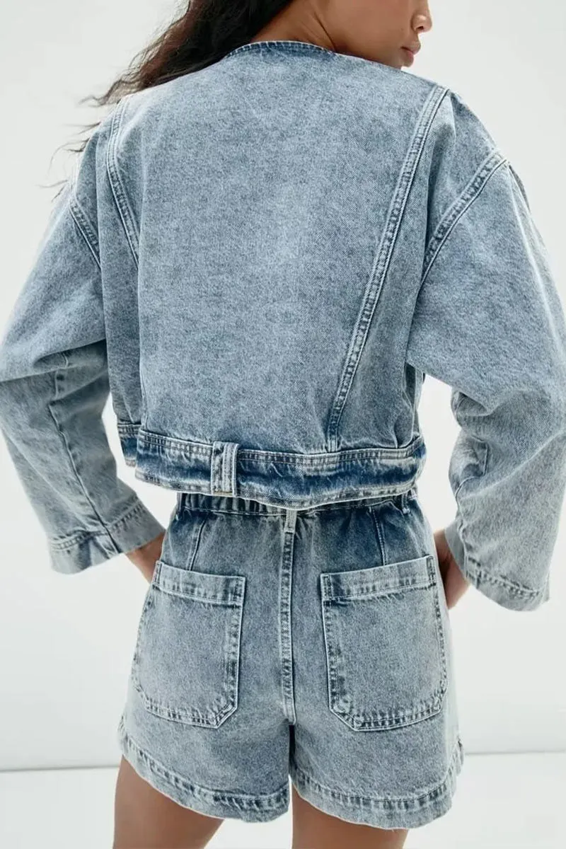 CF722 Cropped Denim Jacket