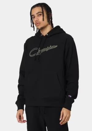 Champion Mens Reverse Weave Archive Script Hoodie <BR> AUX9N 203