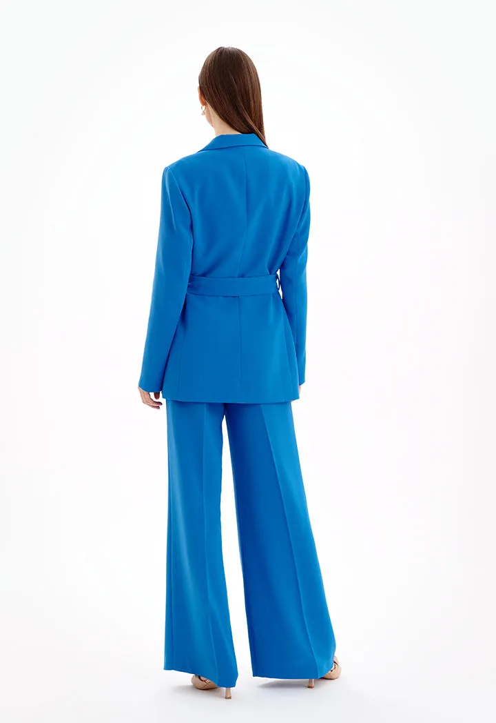 Choice Solid Notched Lapel Blazer Blue