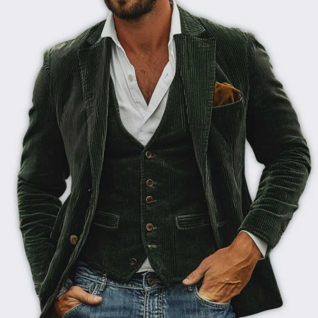 Classic Vintage Adam Blazer & Vest Set for Men - Wool Blend