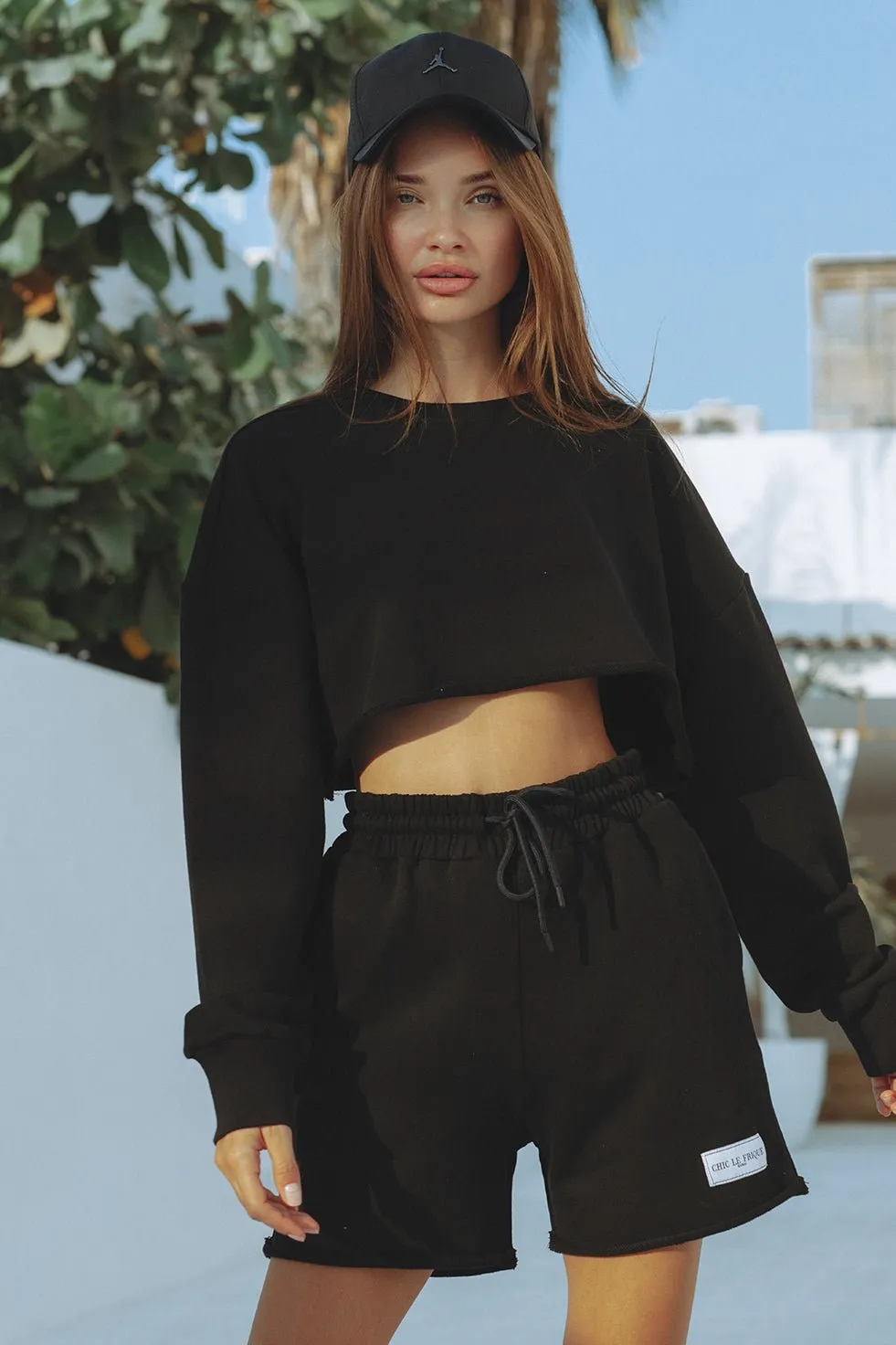 CLF CROPPED SWEATER - BLACK