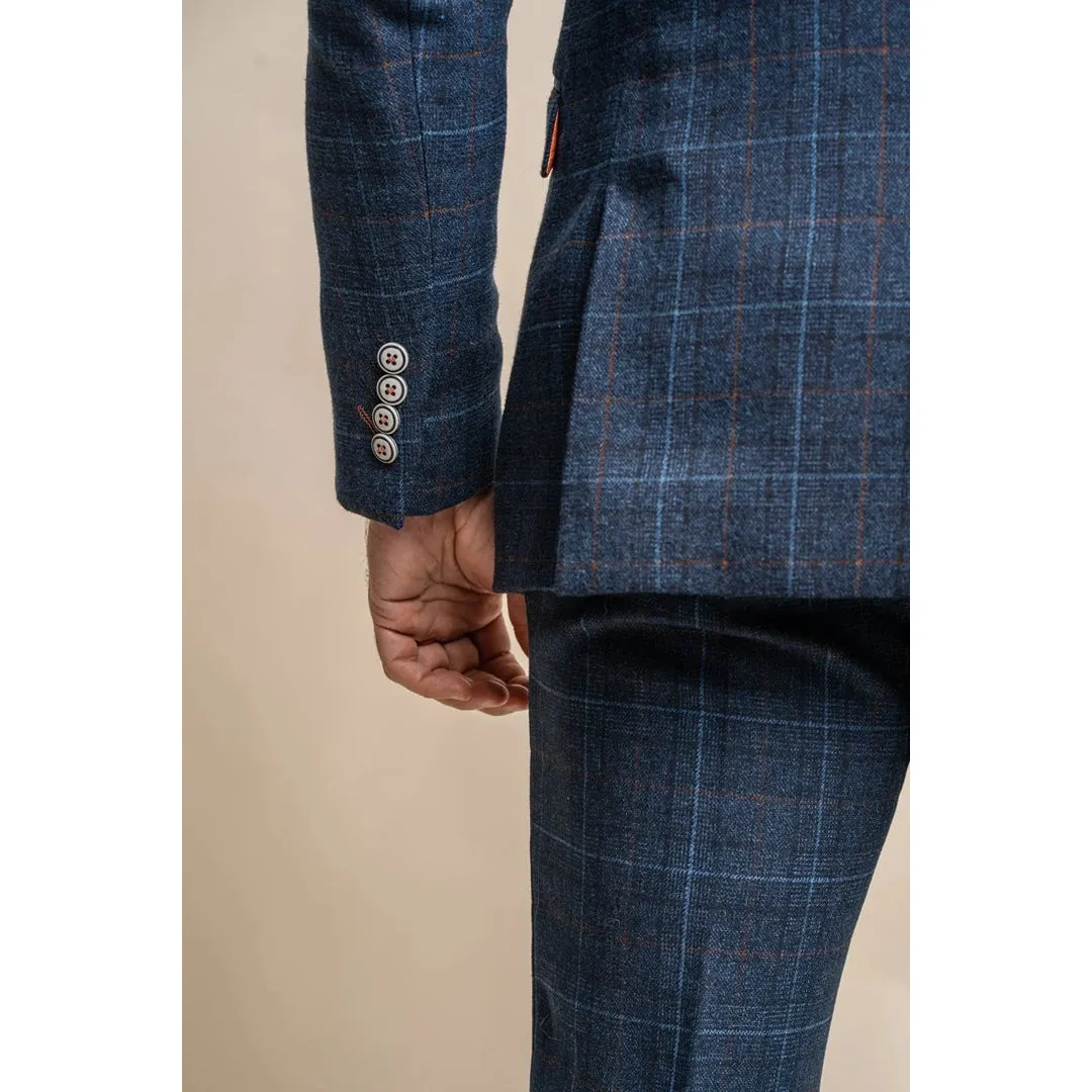 Cody - Men's Navy Blue Check Blazer