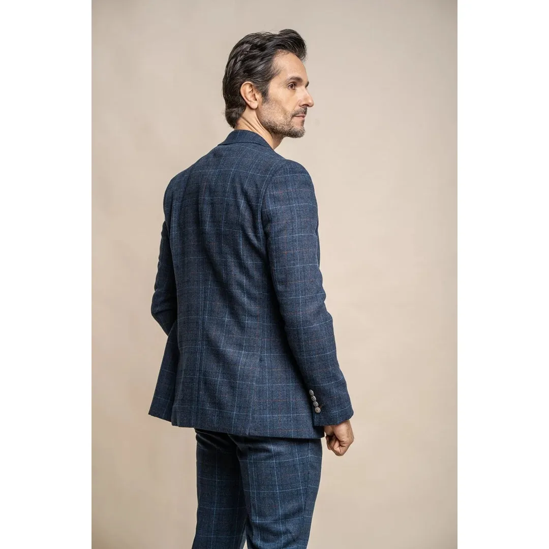 Cody - Men's Navy Blue Check Blazer