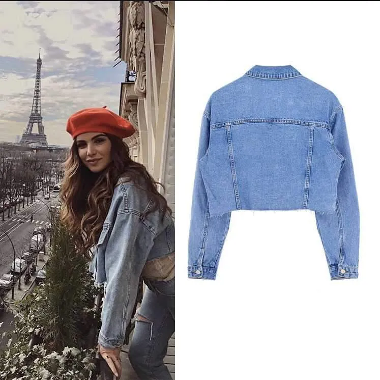 Cool Oversized Cropped Denim Jacket Womens