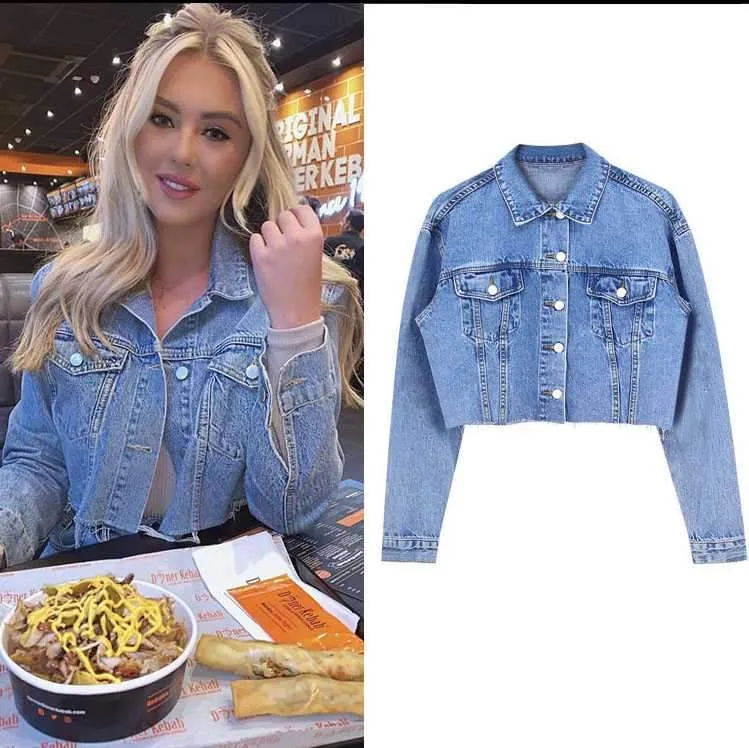 Cool Oversized Cropped Denim Jacket Womens