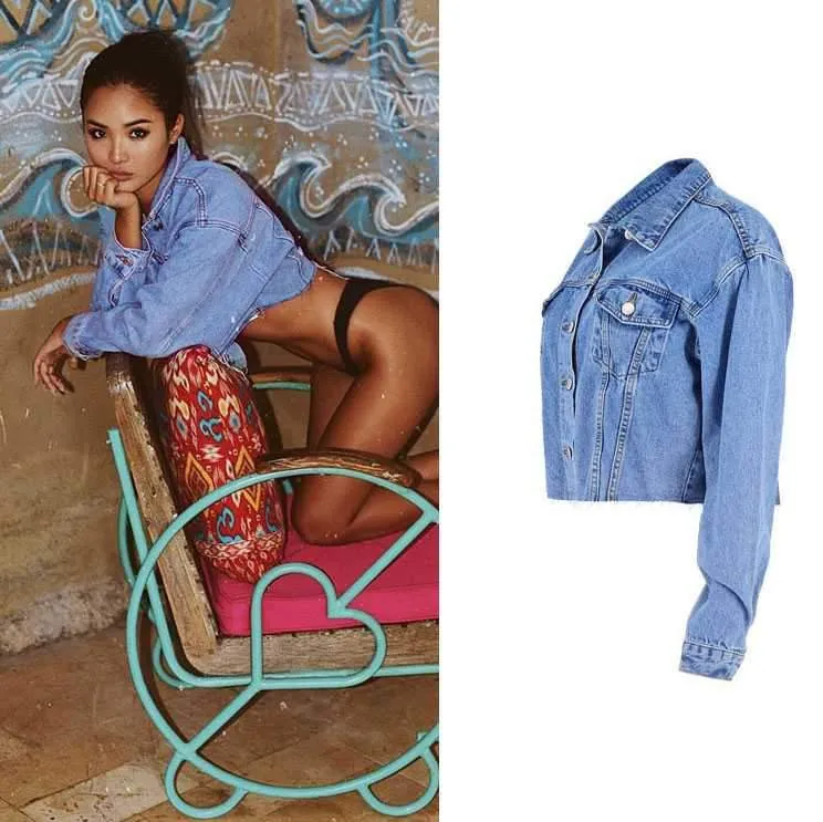 Cool Oversized Cropped Denim Jacket Womens