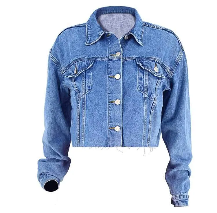 Cool Oversized Cropped Denim Jacket Womens