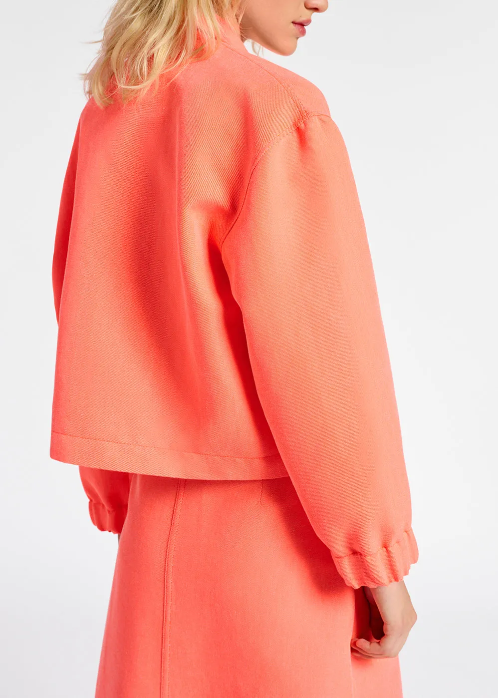 Coral red cropped jacket