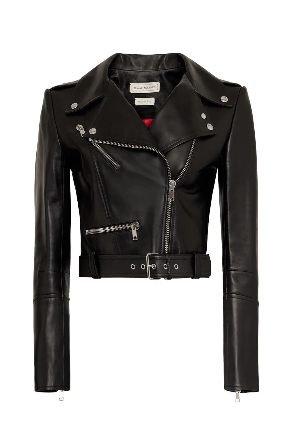 Cropped Biker Jacket - Black