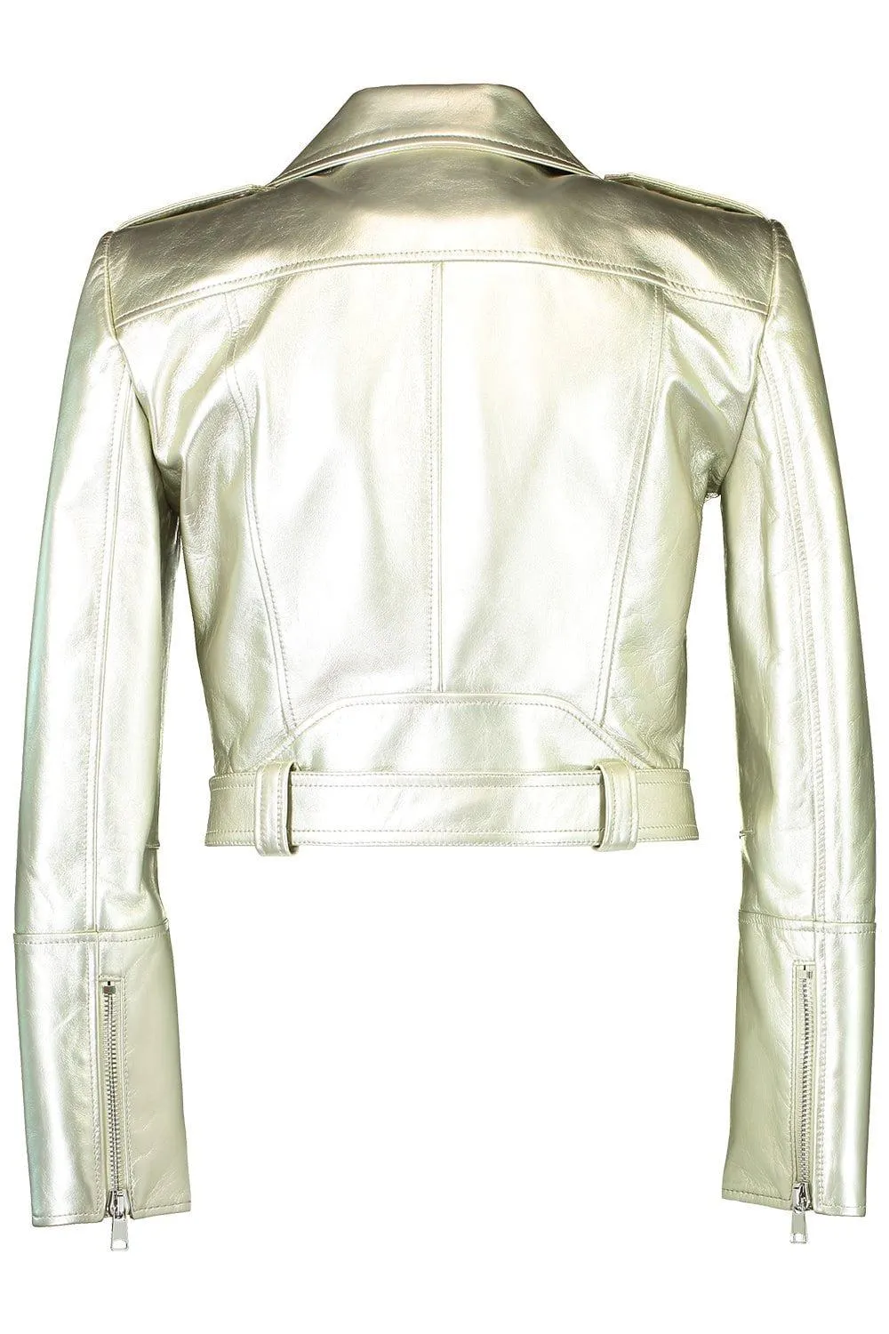 Cropped Biker Jacket - Champagne