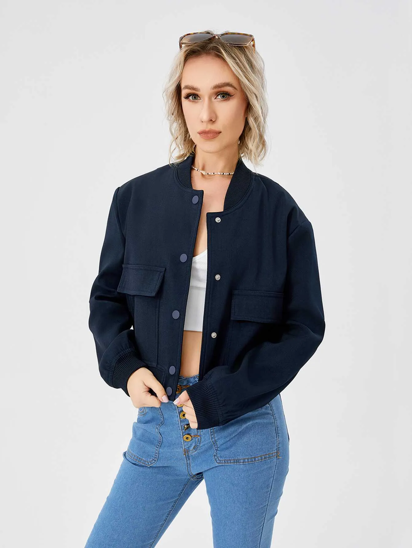 Cropped Bomber Jacket