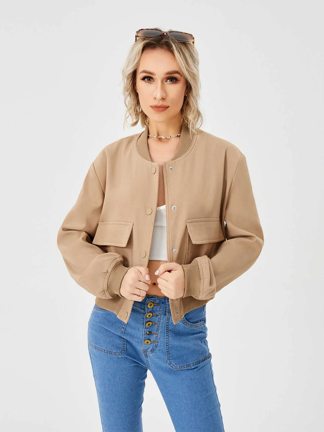 Cropped Bomber Jacket