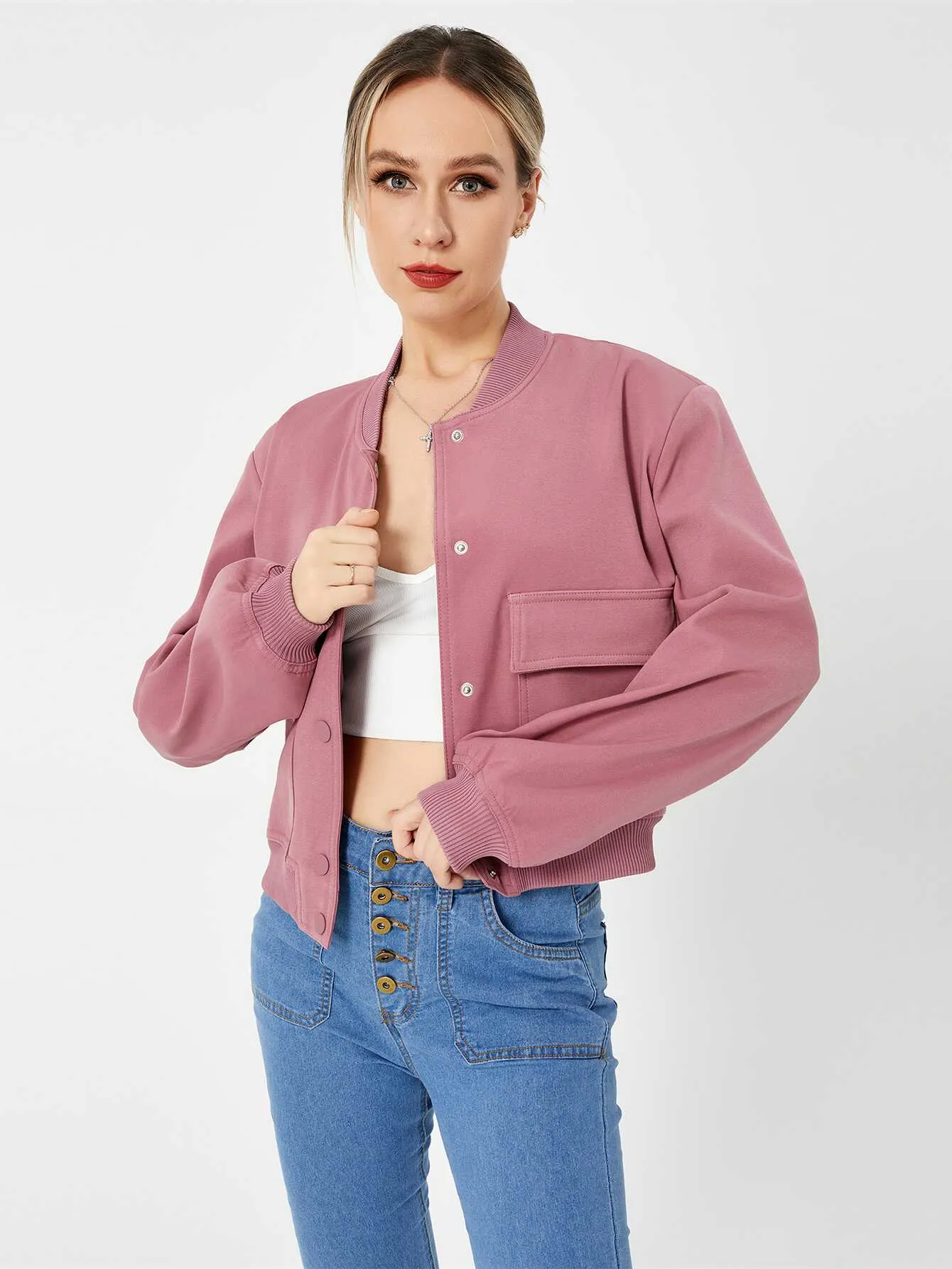 Cropped Bomber Jacket