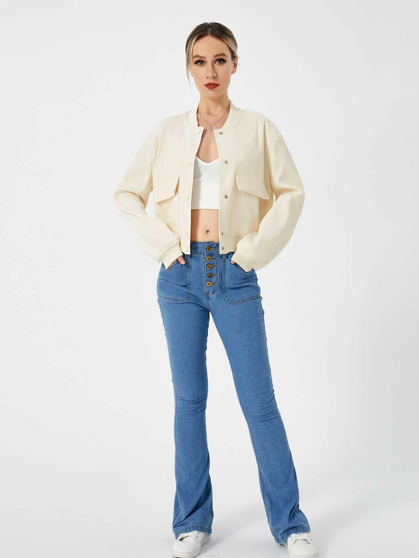 Cropped Bomber Jacket