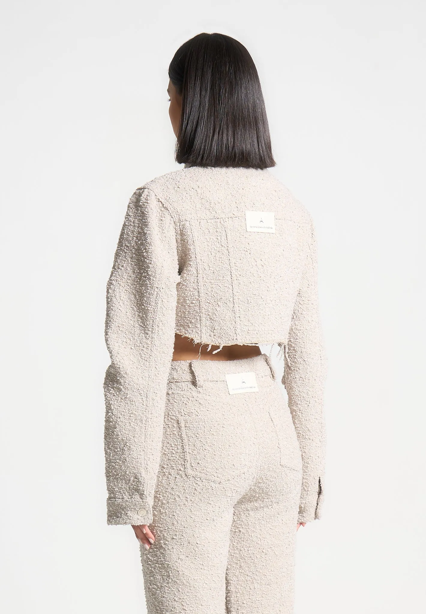 Cropped Boucle Jacket - Beige