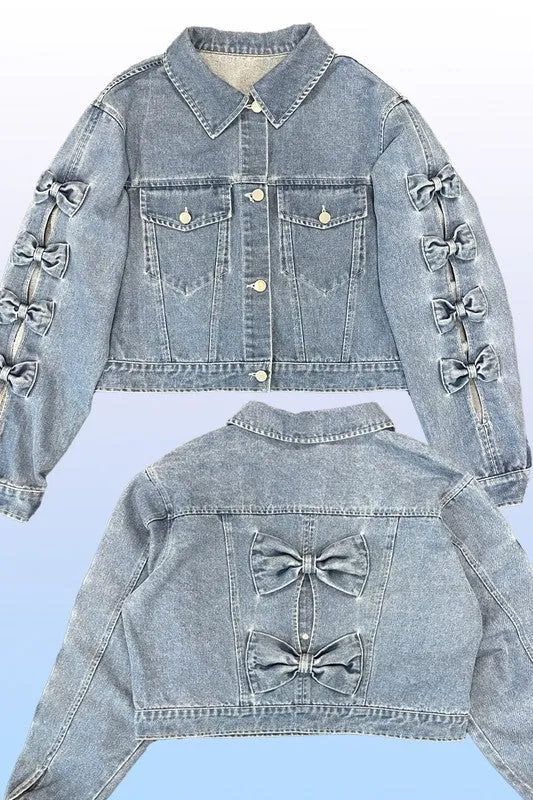 Cropped Bow Denim Jacket