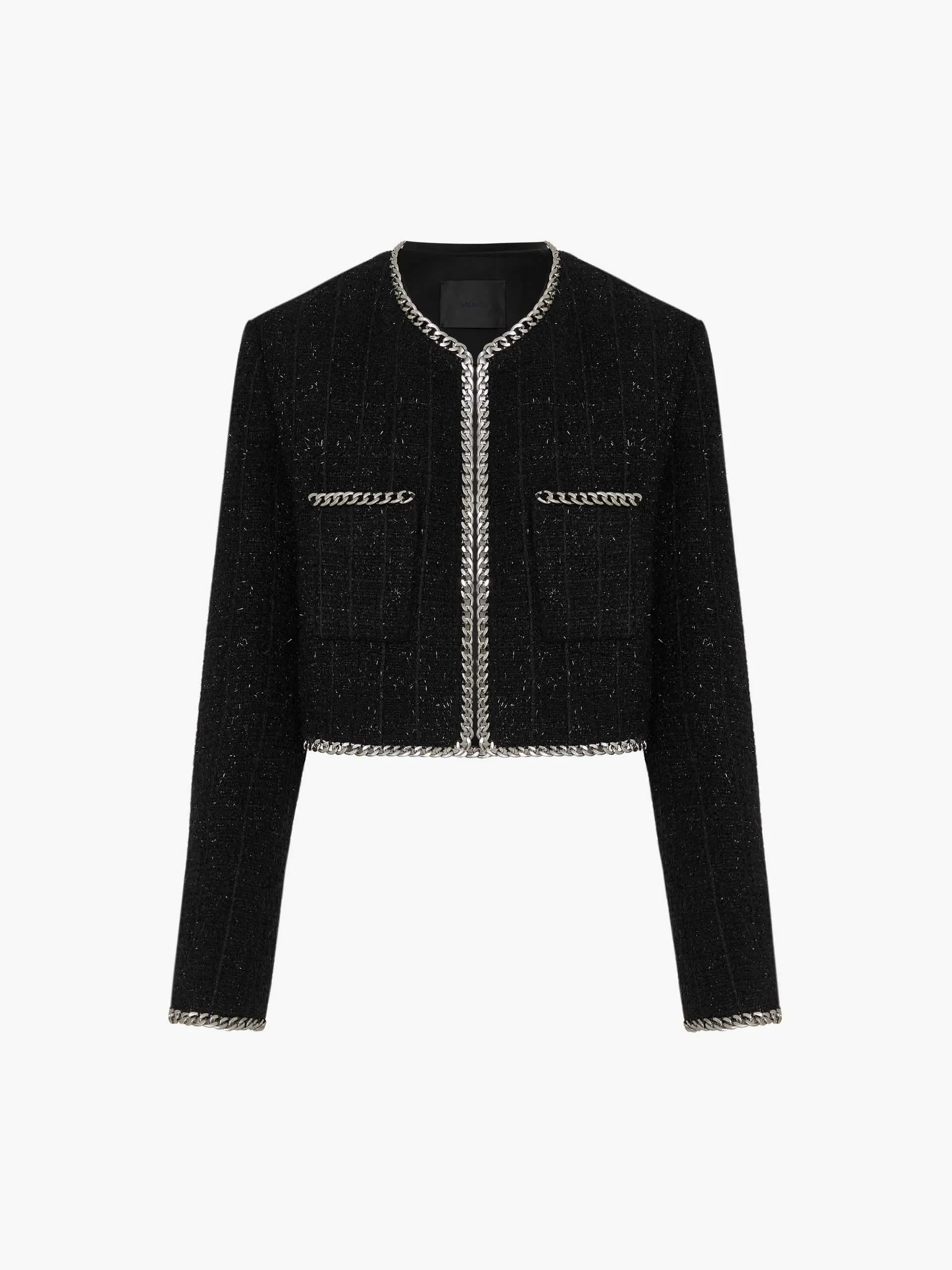 Cropped Chain Trim Jacket