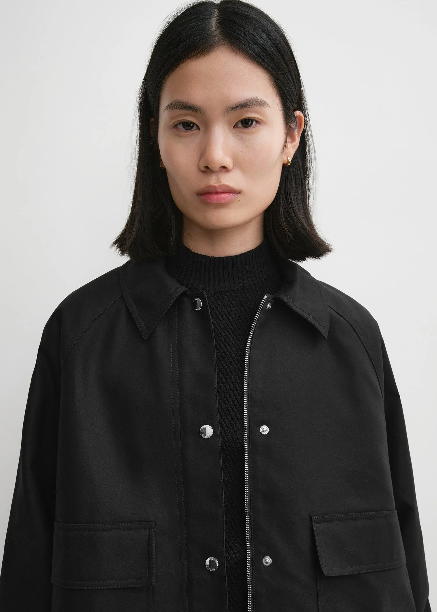 Cropped cotton jacket black