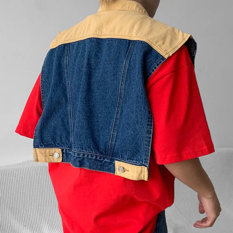 Cropped Denim Vest Jacket