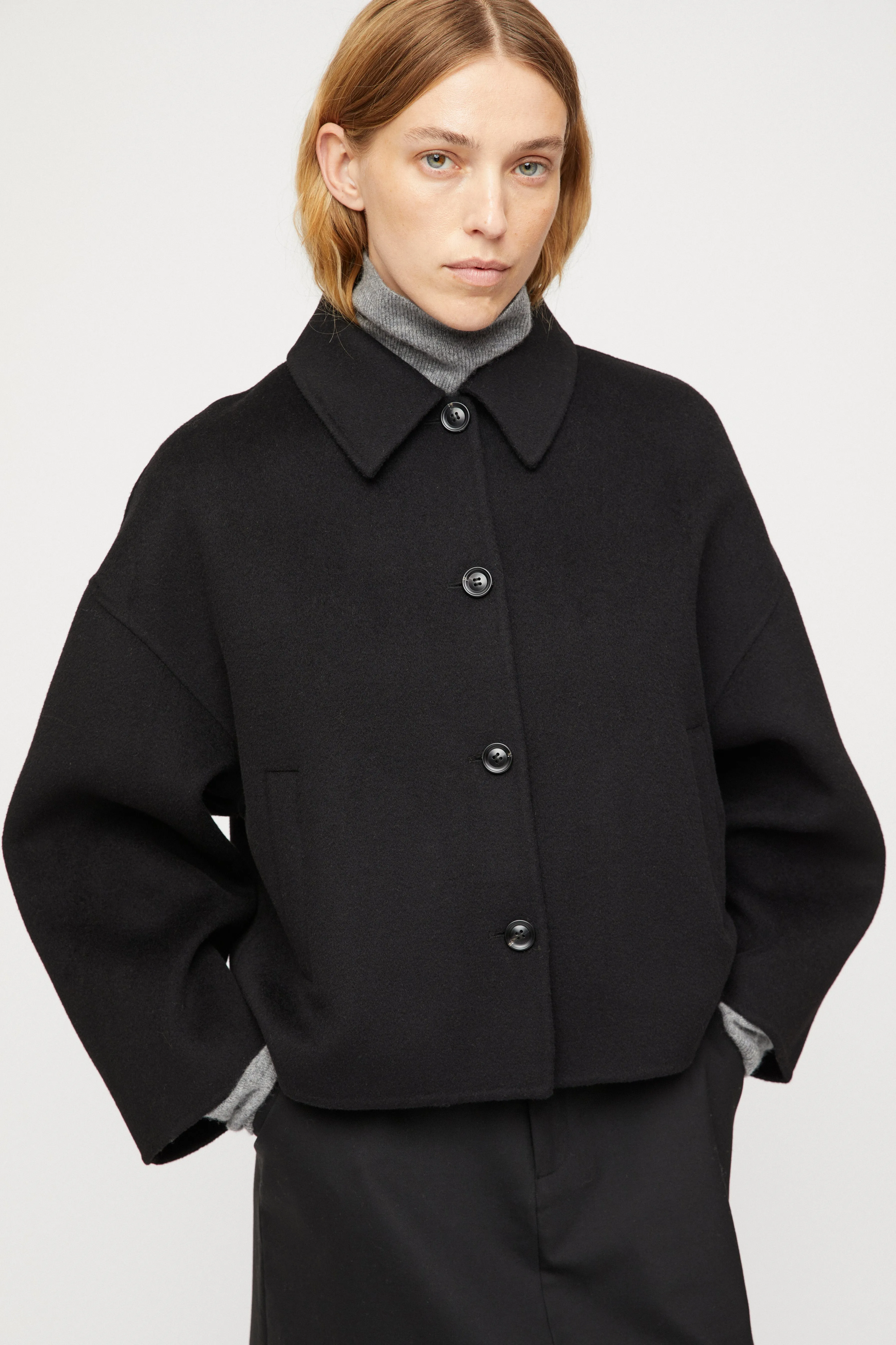 Cropped Double Jacket - Jet Black