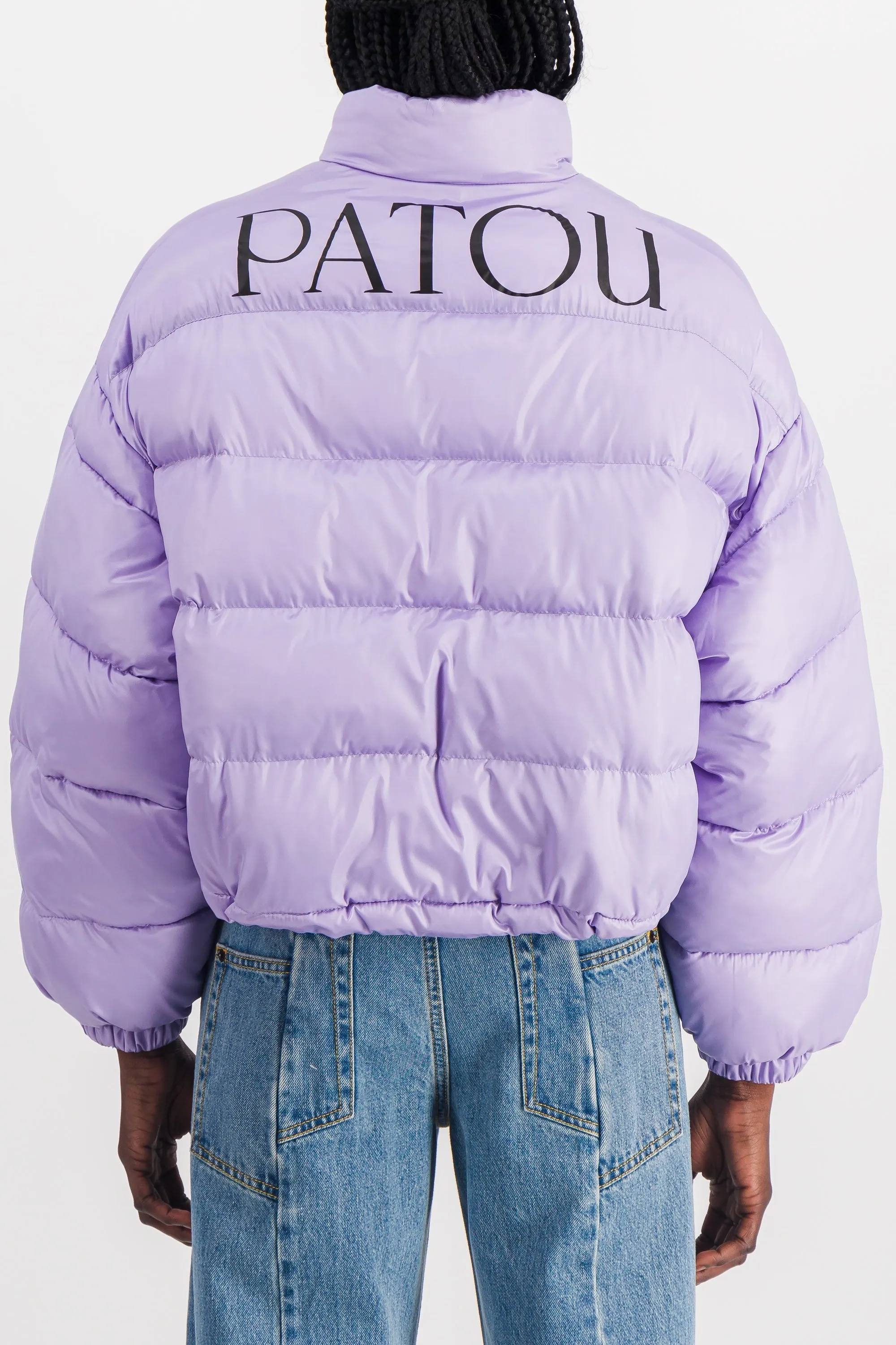 Cropped drawstring puffer jacket