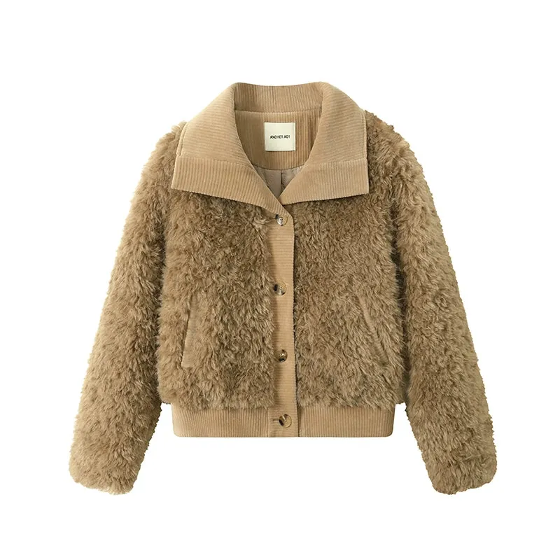 Cropped Fur Lapel Jacket