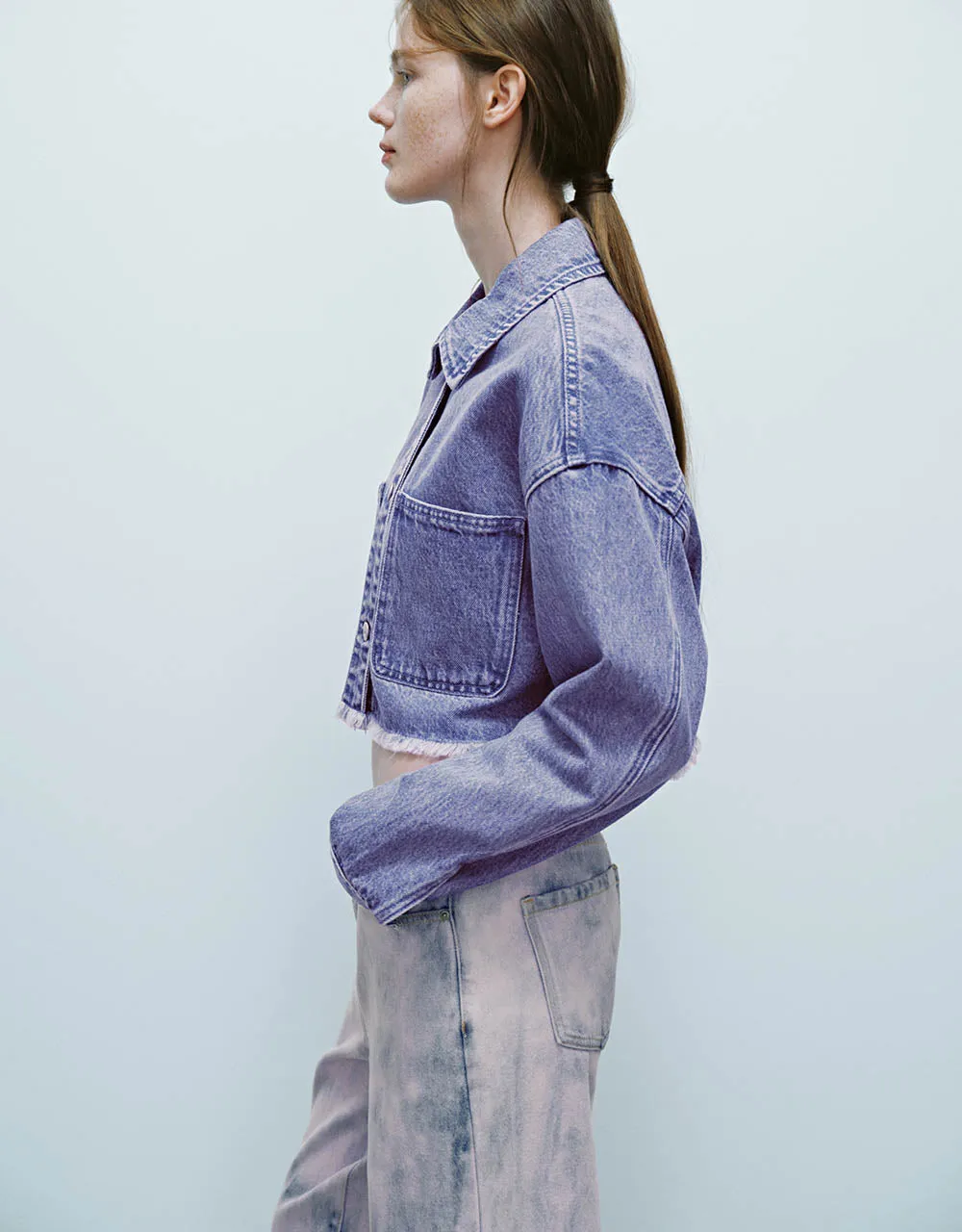 Cropped Gradient Denim Jacket