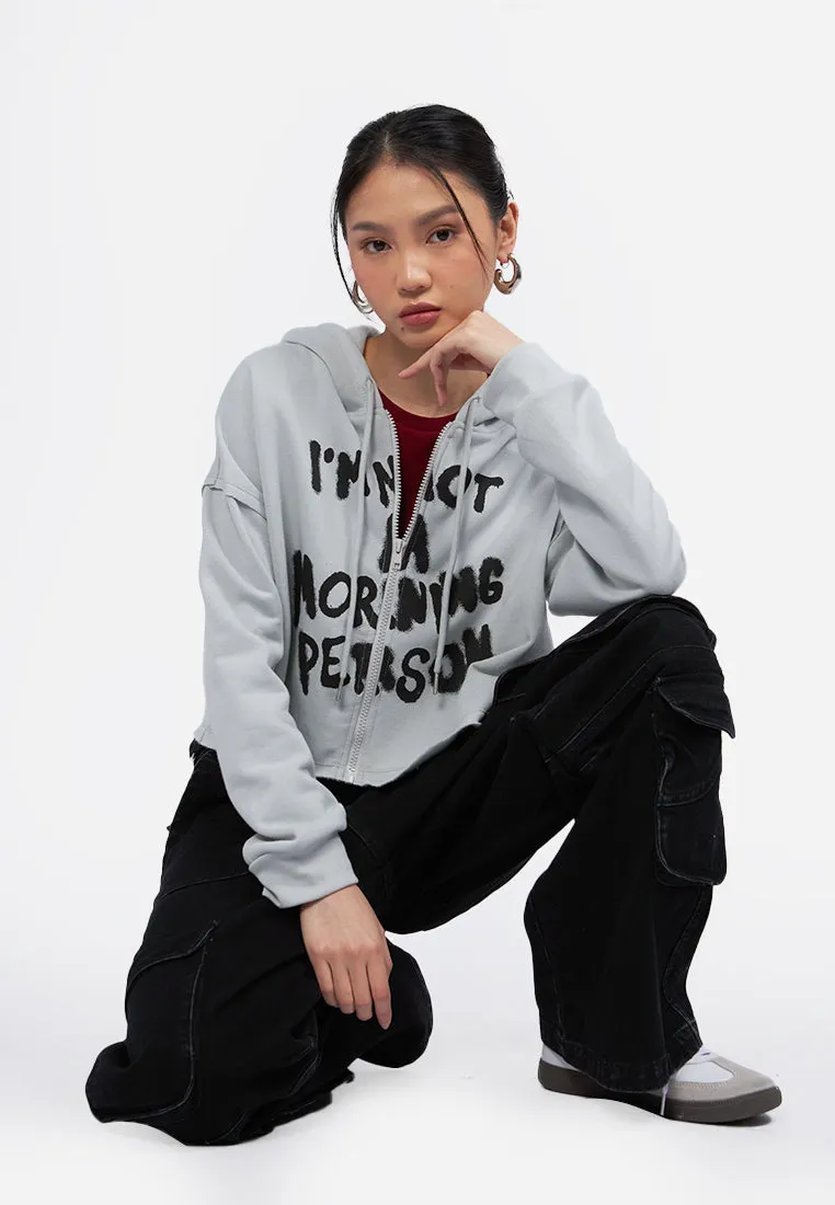 Cropped Graphic Hoodie Jacket