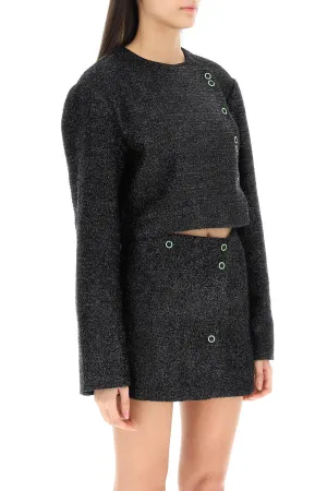 cropped lamé tweed jacket