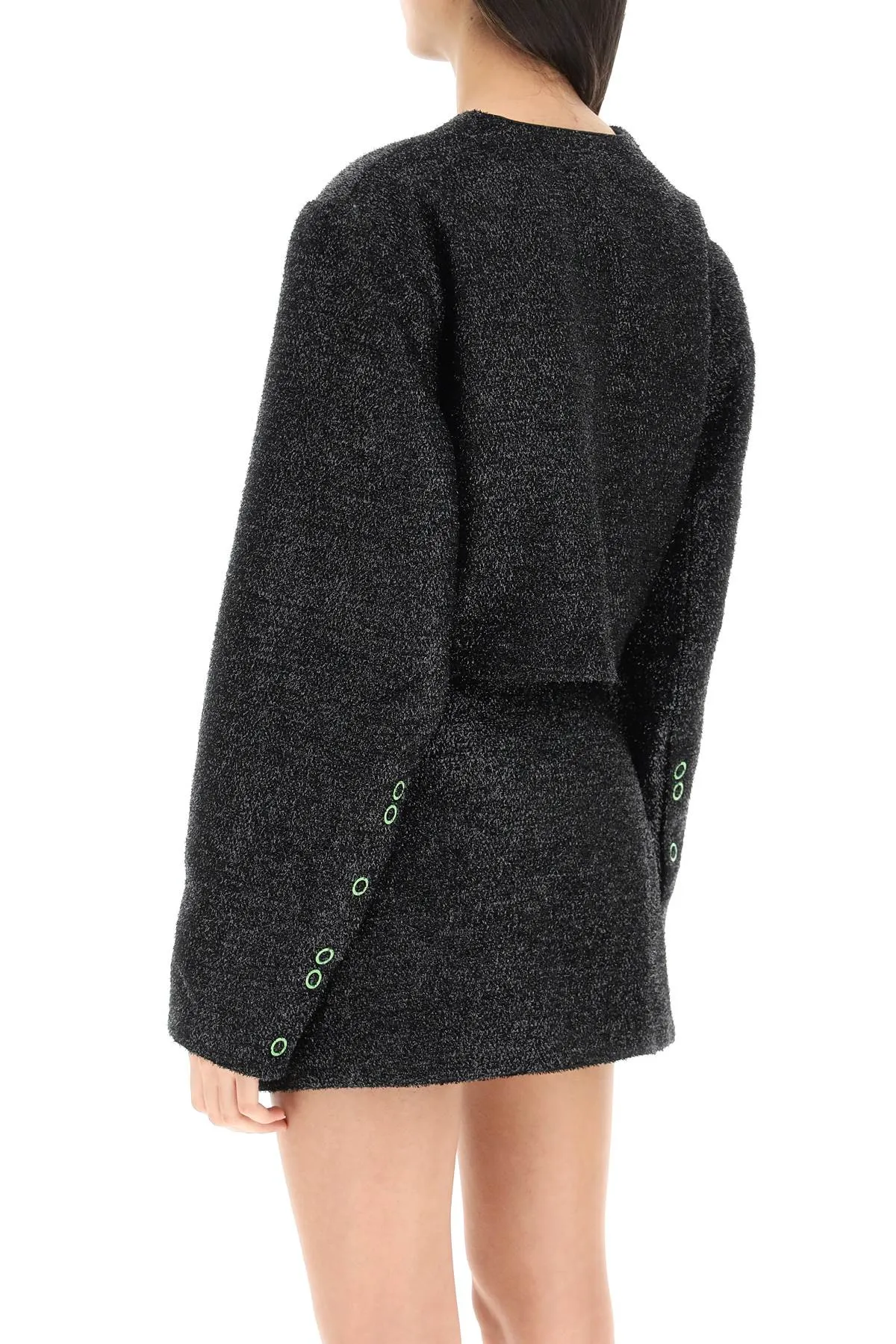 cropped lamé tweed jacket