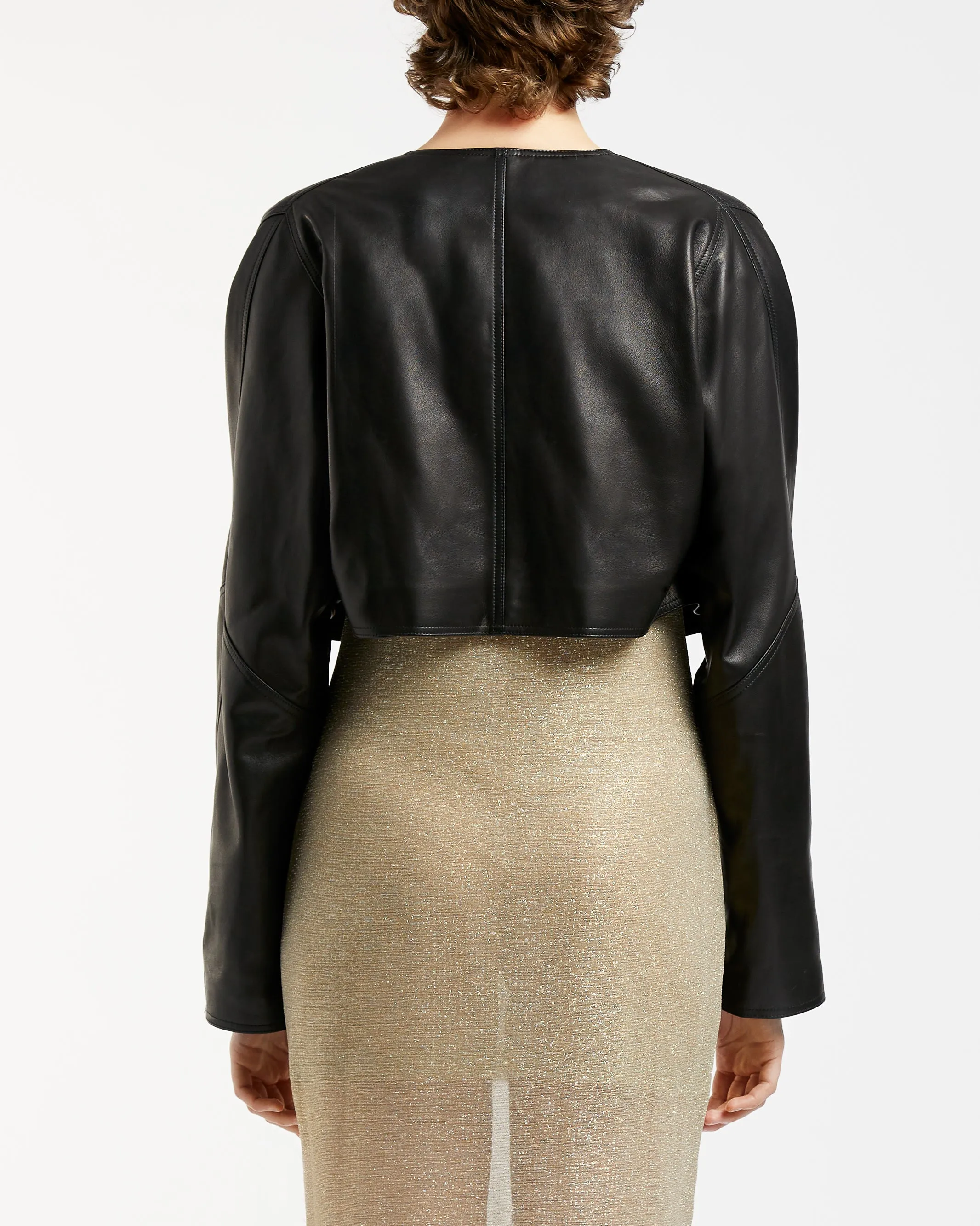 Cropped Leather Jacket Black