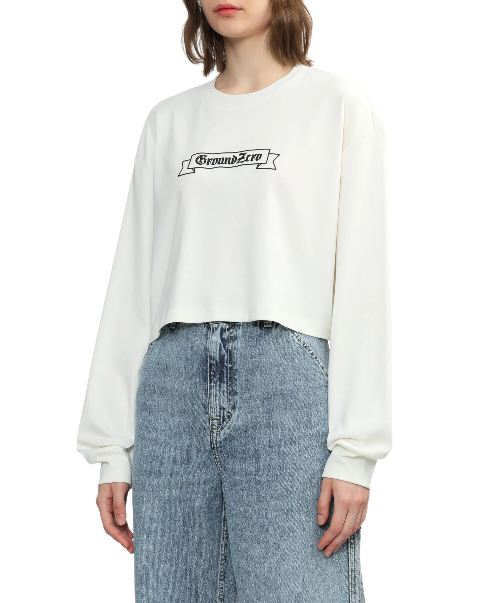 Cropped Logo-Print Sweatshirt