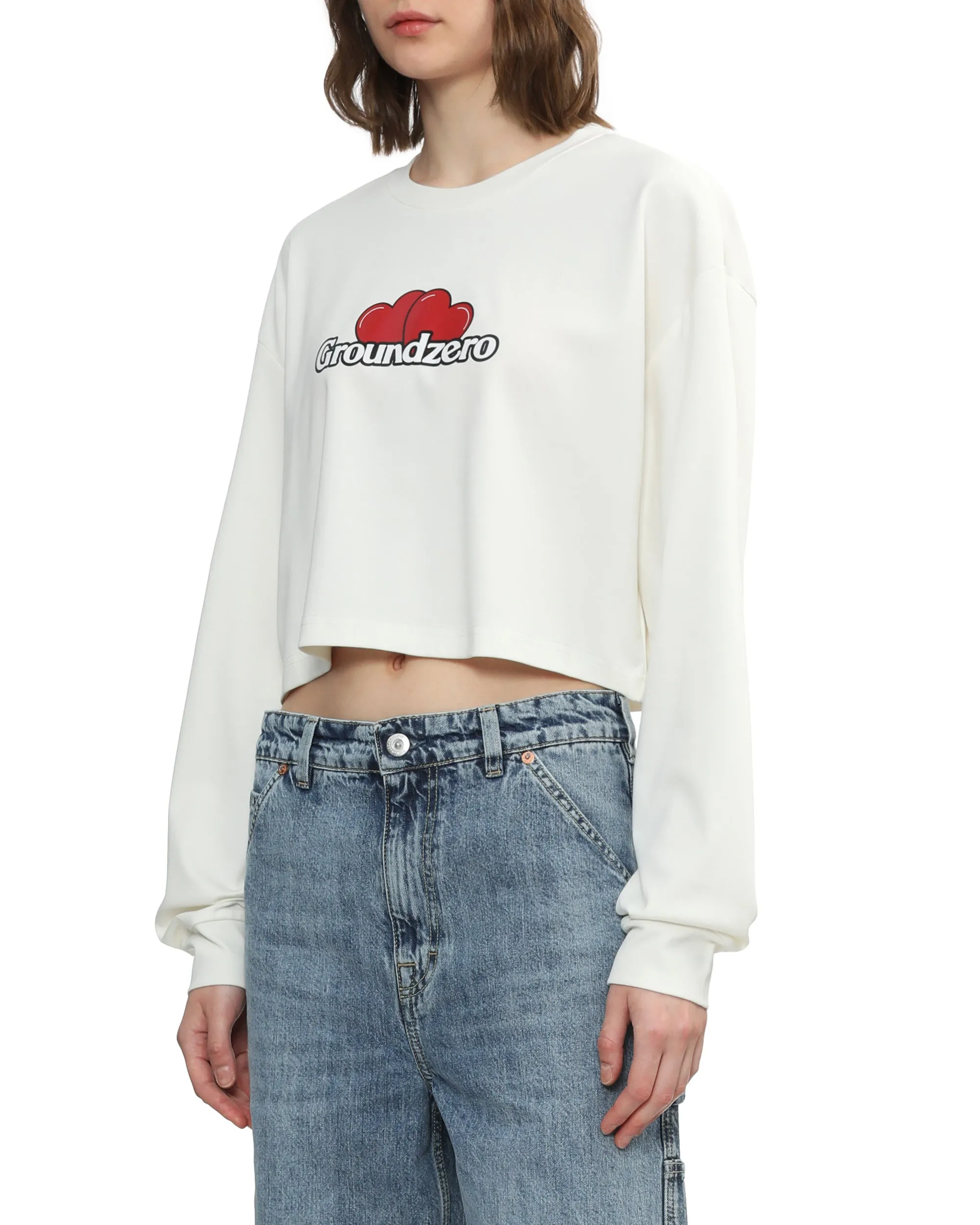 Cropped Logo-Print Sweatshirt