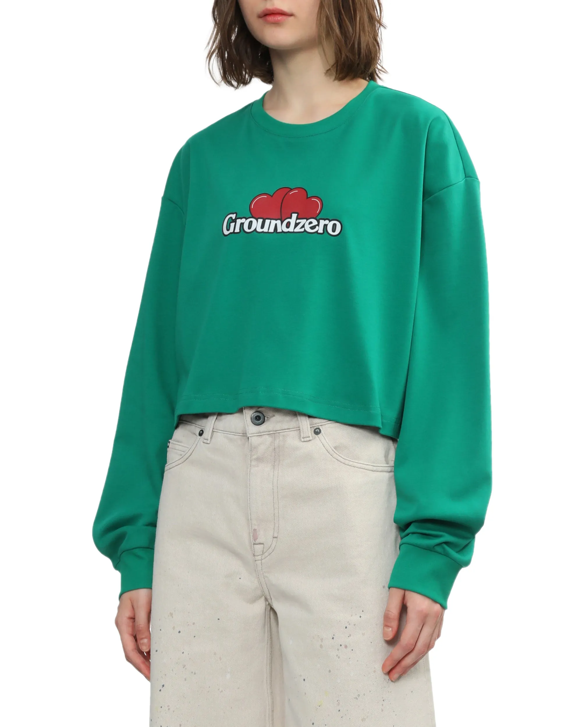 Cropped Logo-Print Sweatshirt