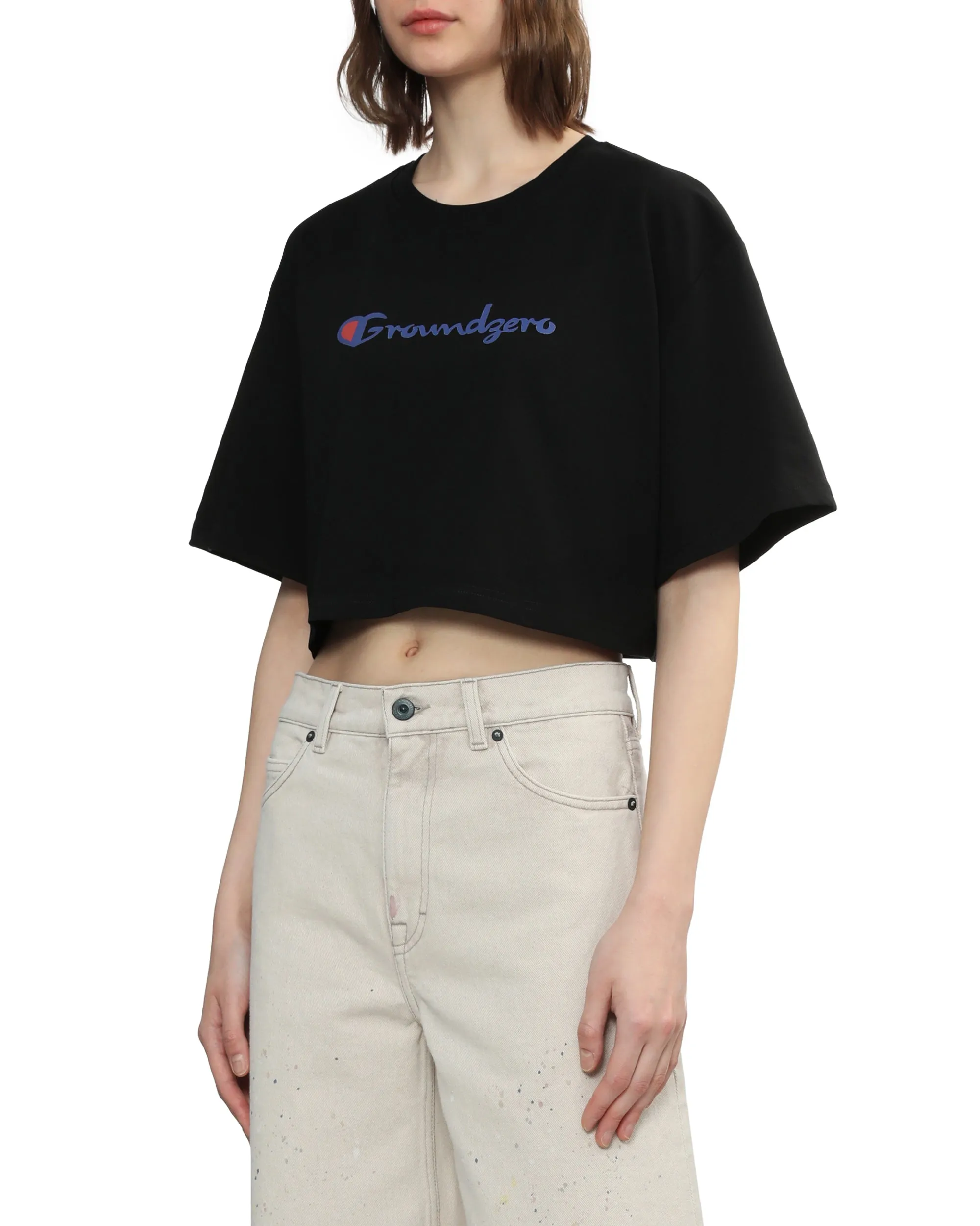 Cropped Logo-Print T-shirt