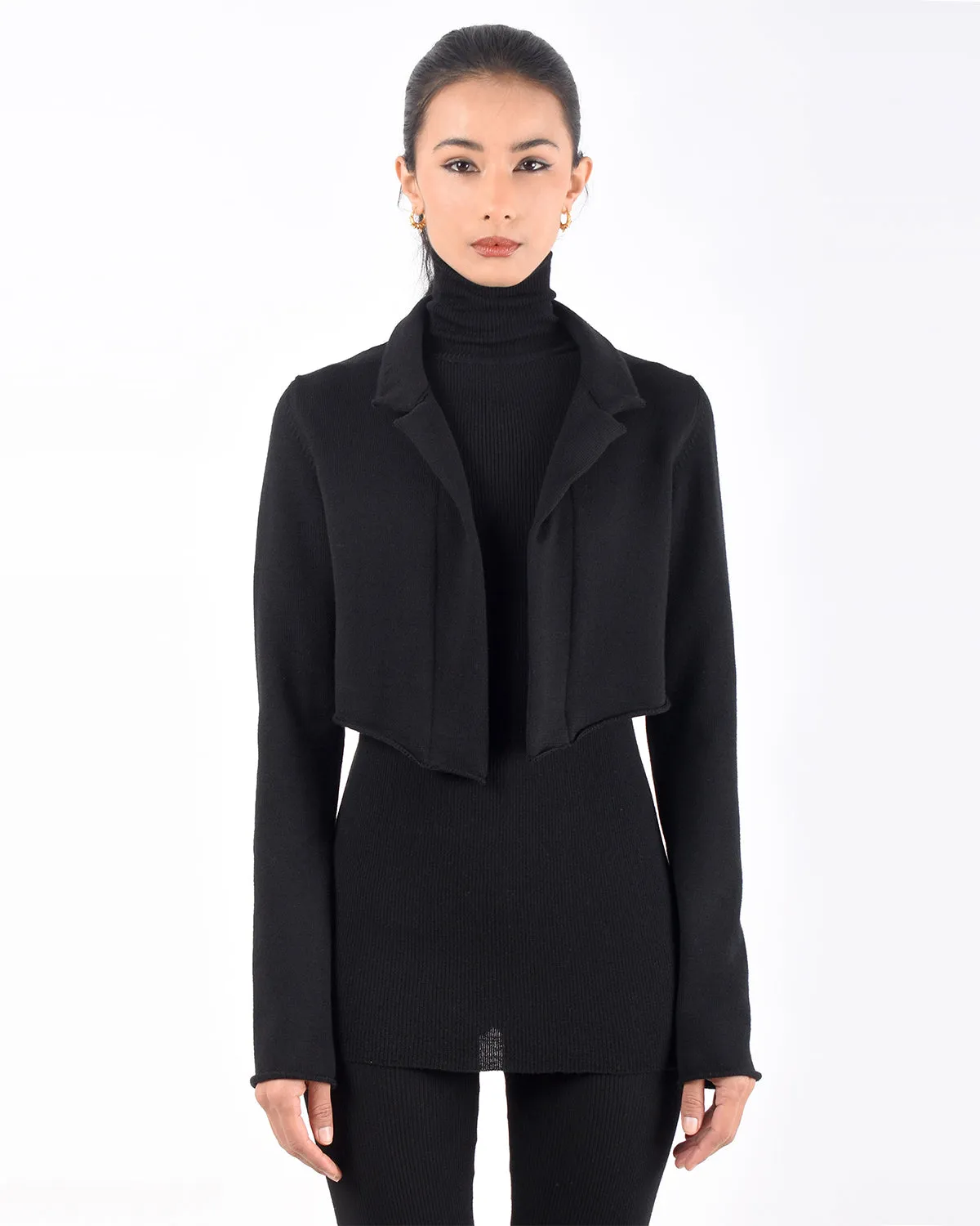 Cropped Merino Jacket | Black