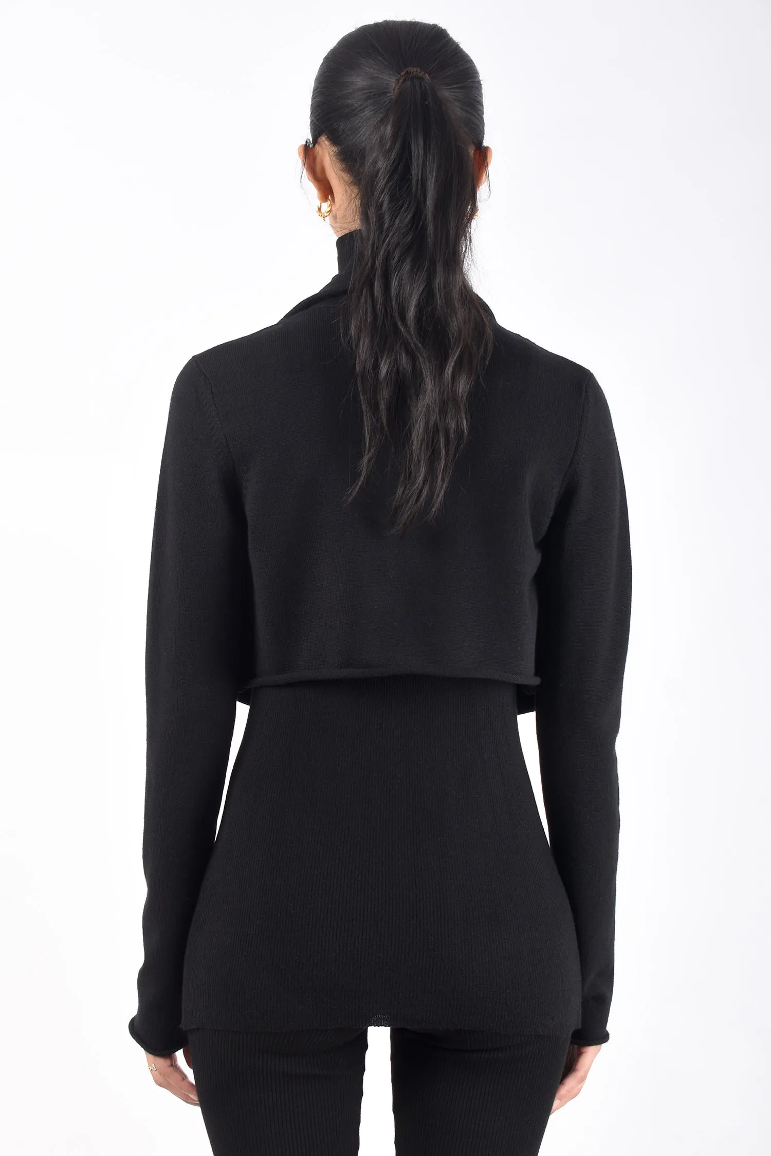 Cropped Merino Jacket | Black