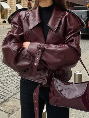 Cropped Moto Leather Jacket