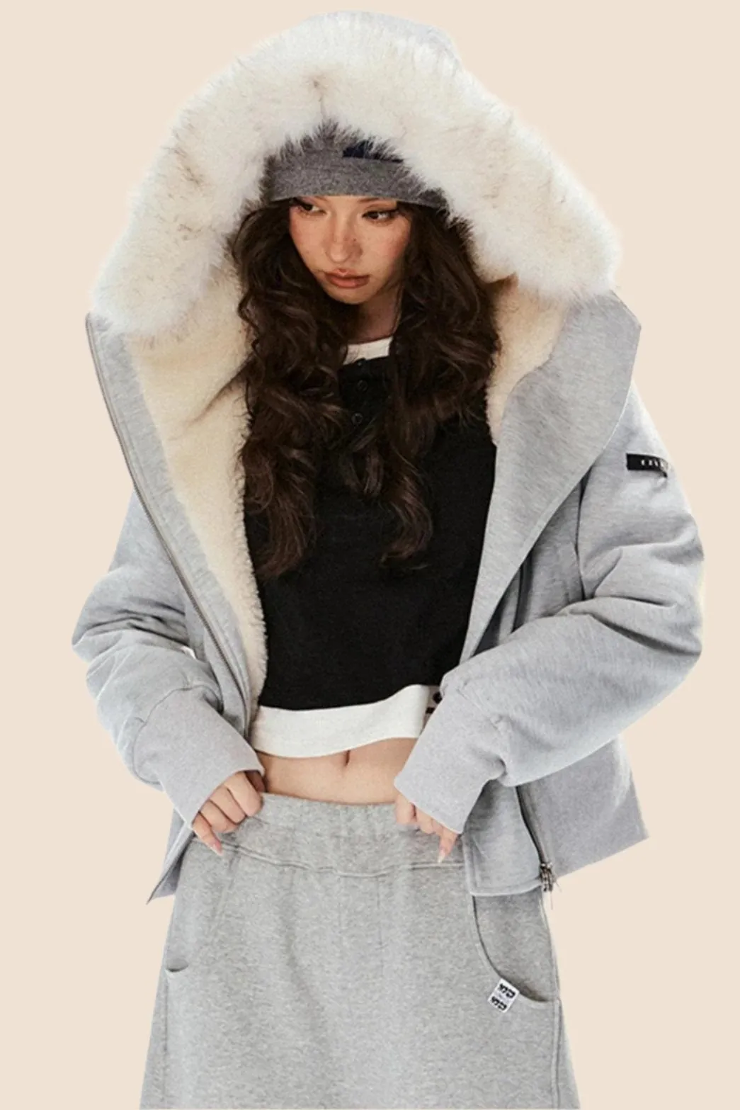 Cropped Retro Hooded Jacket