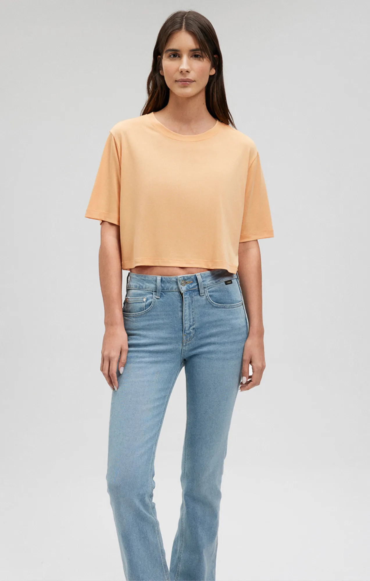 CROPPED SHORT SLEEVE T-SHIRT IN PEACH COBBLER