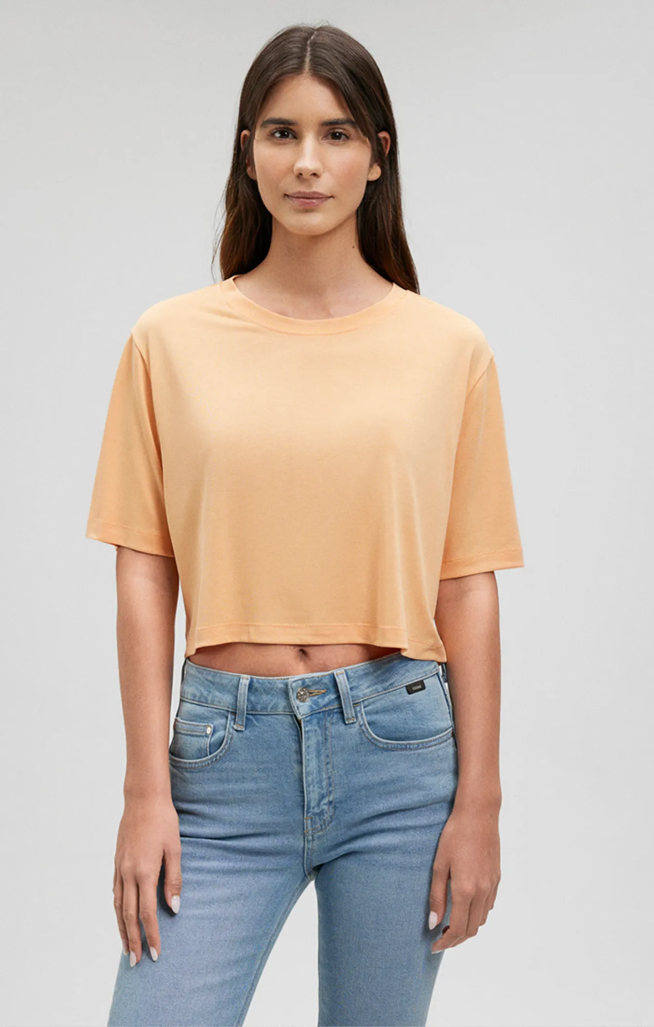 CROPPED SHORT SLEEVE T-SHIRT IN PEACH COBBLER